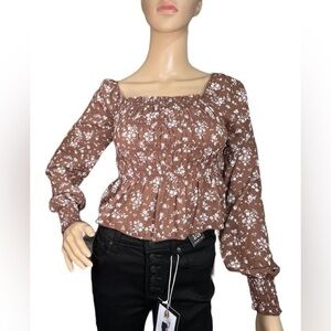 ULTRA FLIRT Smocked Peplum Top